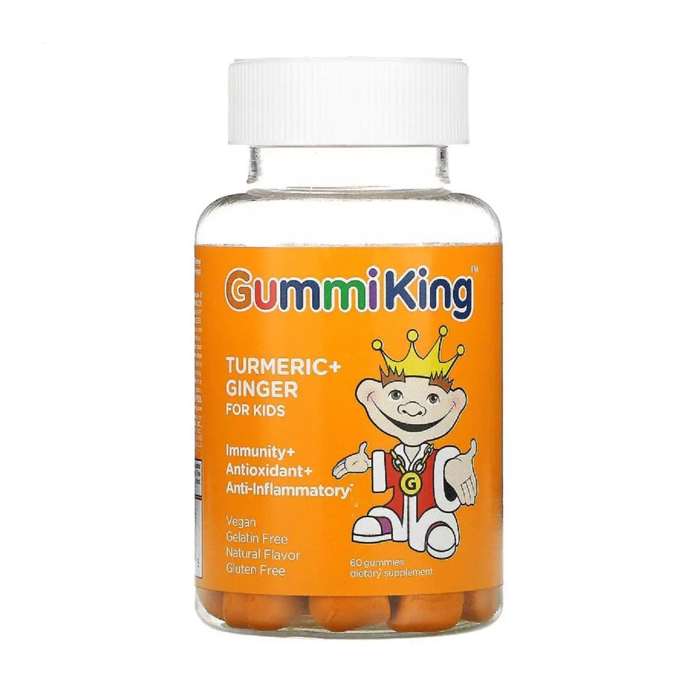Куркума та імбир для дітей GummiKing Turmeric Ginger For Kids Здоровий імунітет, смак манго, 60 жувальних цукерок